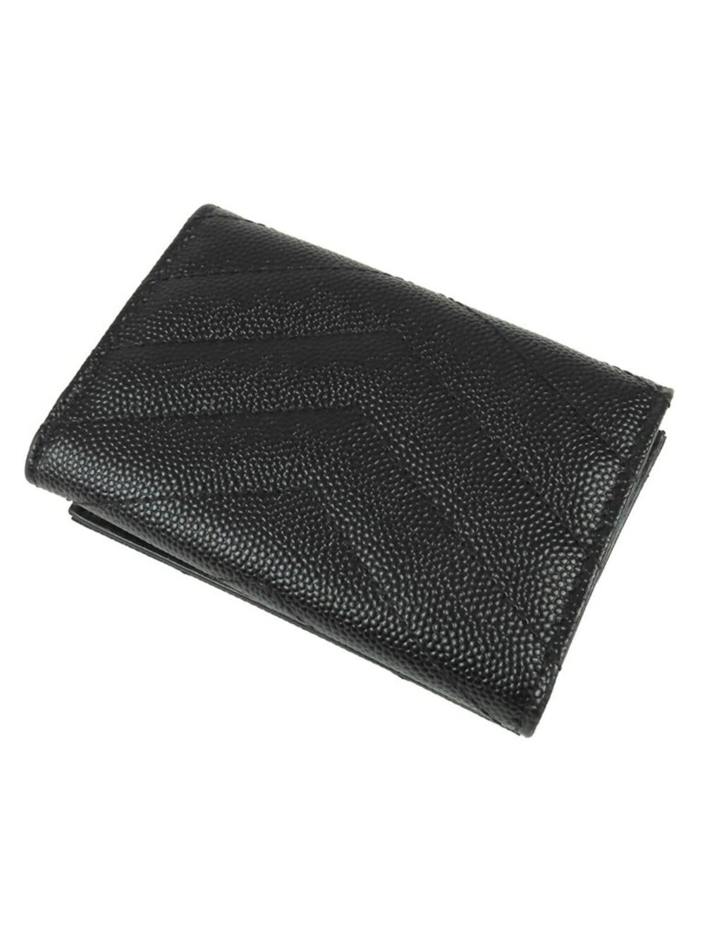Saint Laurent Monogram Origami Tiny Wallet Black Gray Leather Cassandra Trifold - Picture 2 of 9